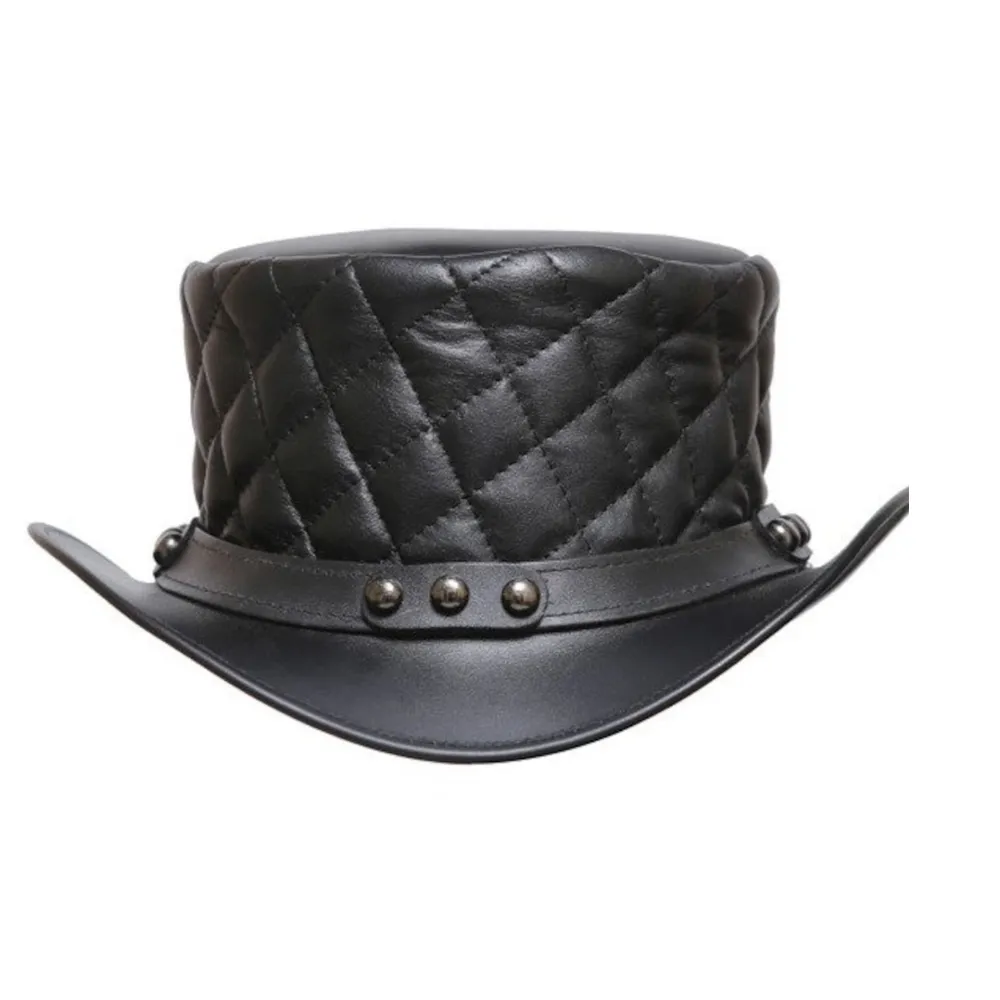 Premium Quilted Leather Top Hat