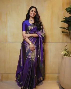 Propinquity Royal Blue Soft Silk Saree With Surreptitious Blouse Piece
