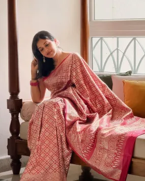 Seraglio Dark Pink Soft Silk Saree With Devastating Blouse Piece