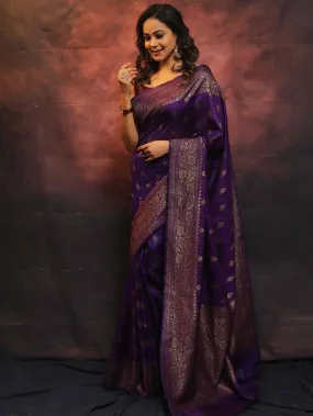 Seraphic Purple Soft Silk Saree With Ineffable Blouse Piece