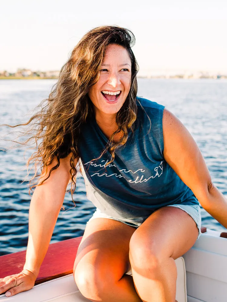 SILVER SWELLS SLEEVLESS BLUE T-SHIRT