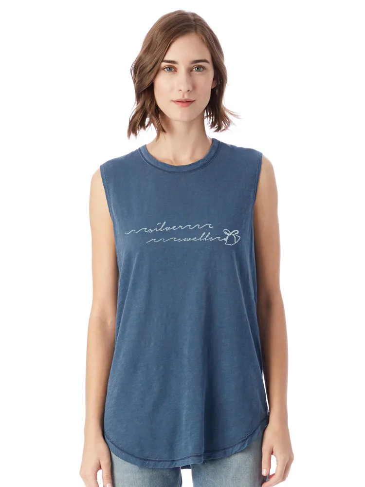 SILVER SWELLS SLEEVLESS BLUE T-SHIRT