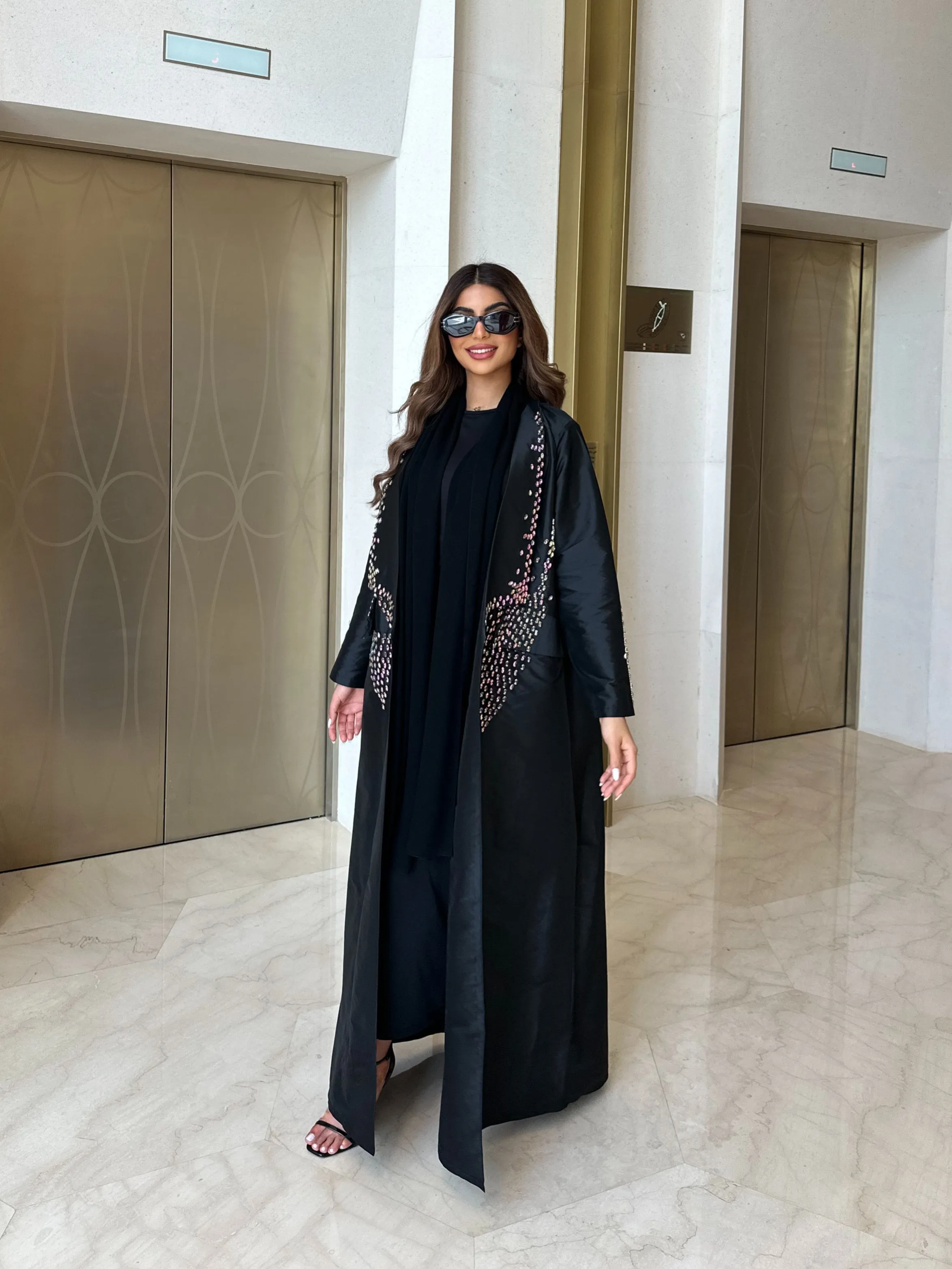 SPARKLING COLORED CRYSTALS BLAZER ABAYA #455