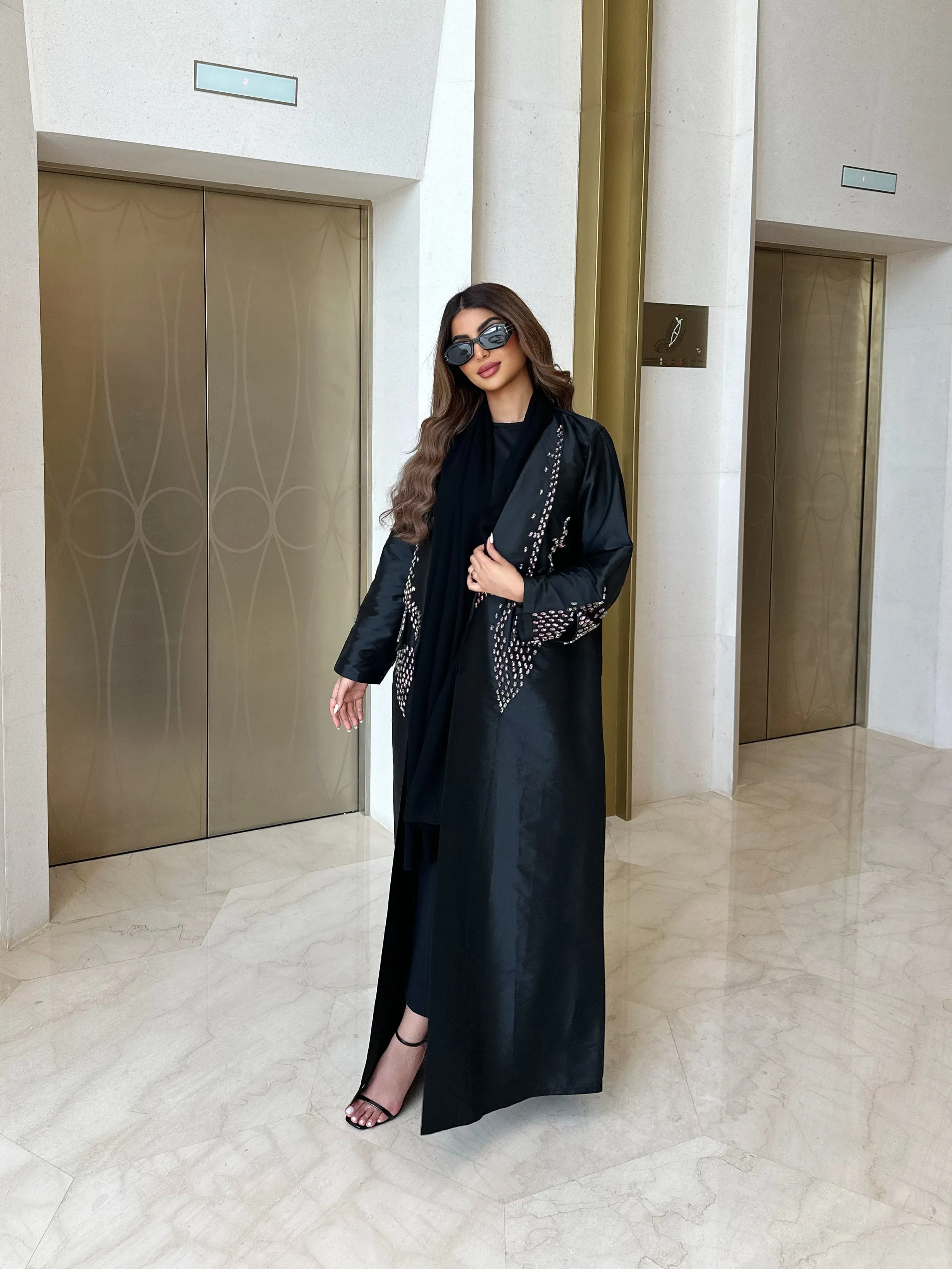 SPARKLING COLORED CRYSTALS BLAZER ABAYA #455
