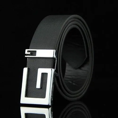 Stylish Letter G Shape Buckle Casual PU Belt For Men - Black