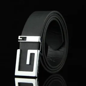 Stylish Letter G Shape Buckle Casual PU Belt For Men - Black