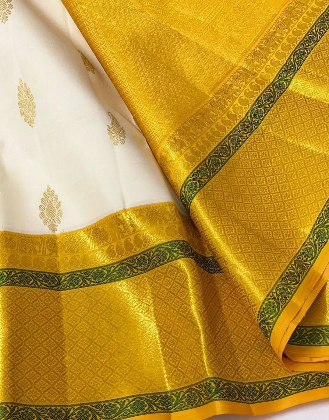 Sumptuous Off White Soft Silk Saree With Delectable Blouse Piece