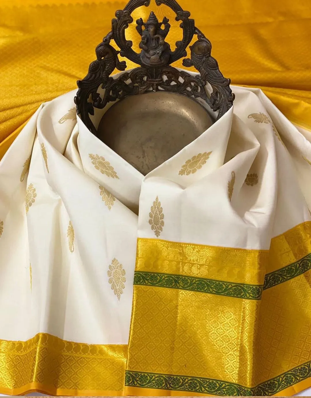Sumptuous Off White Soft Silk Saree With Delectable Blouse Piece