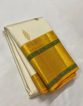 Sumptuous Off White Soft Silk Saree With Delectable Blouse Piece