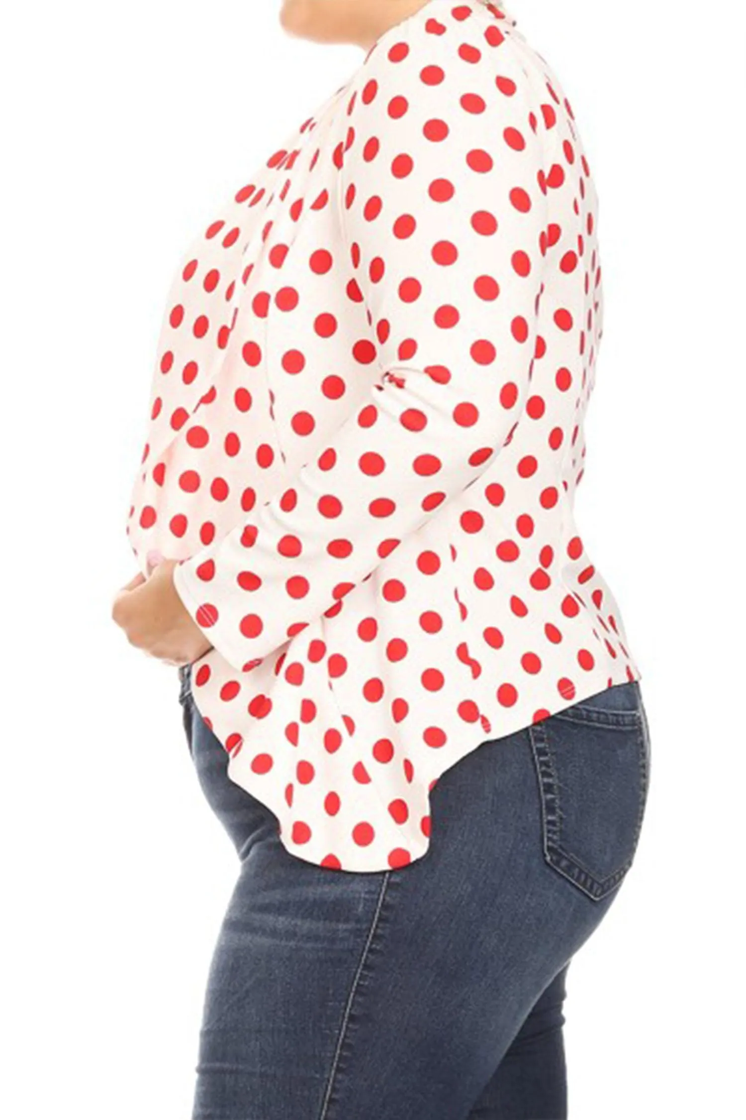 Women's Plus Size Polka Dot Long Sleeves Open Front Business Blazer