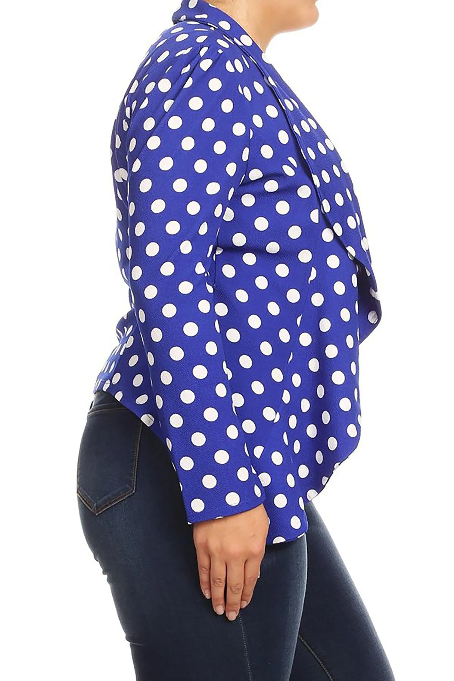 Women's Plus Size Polka Dot Long Sleeves Open Front Business Blazer