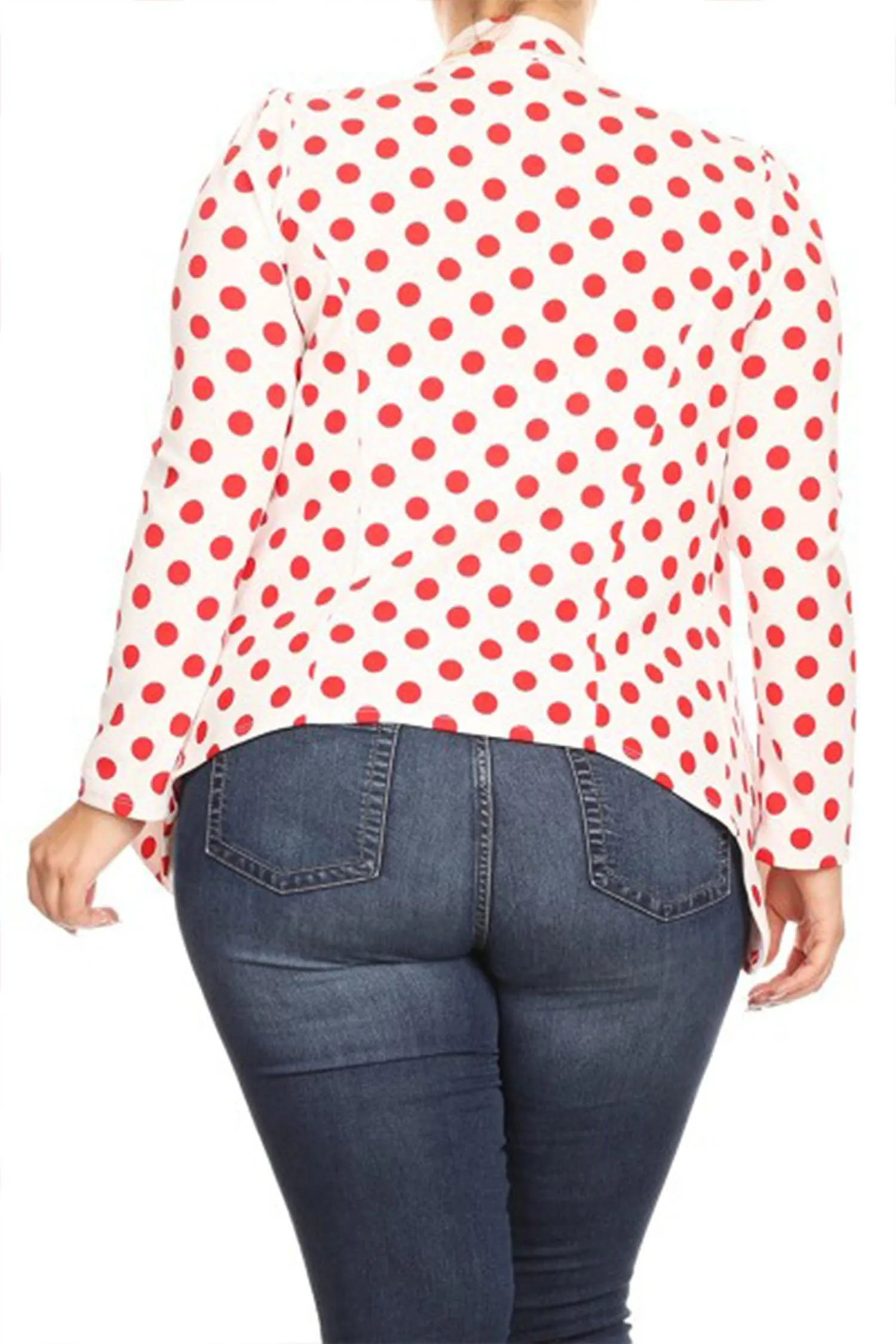 Women's Plus Size Polka Dot Long Sleeves Open Front Business Blazer
