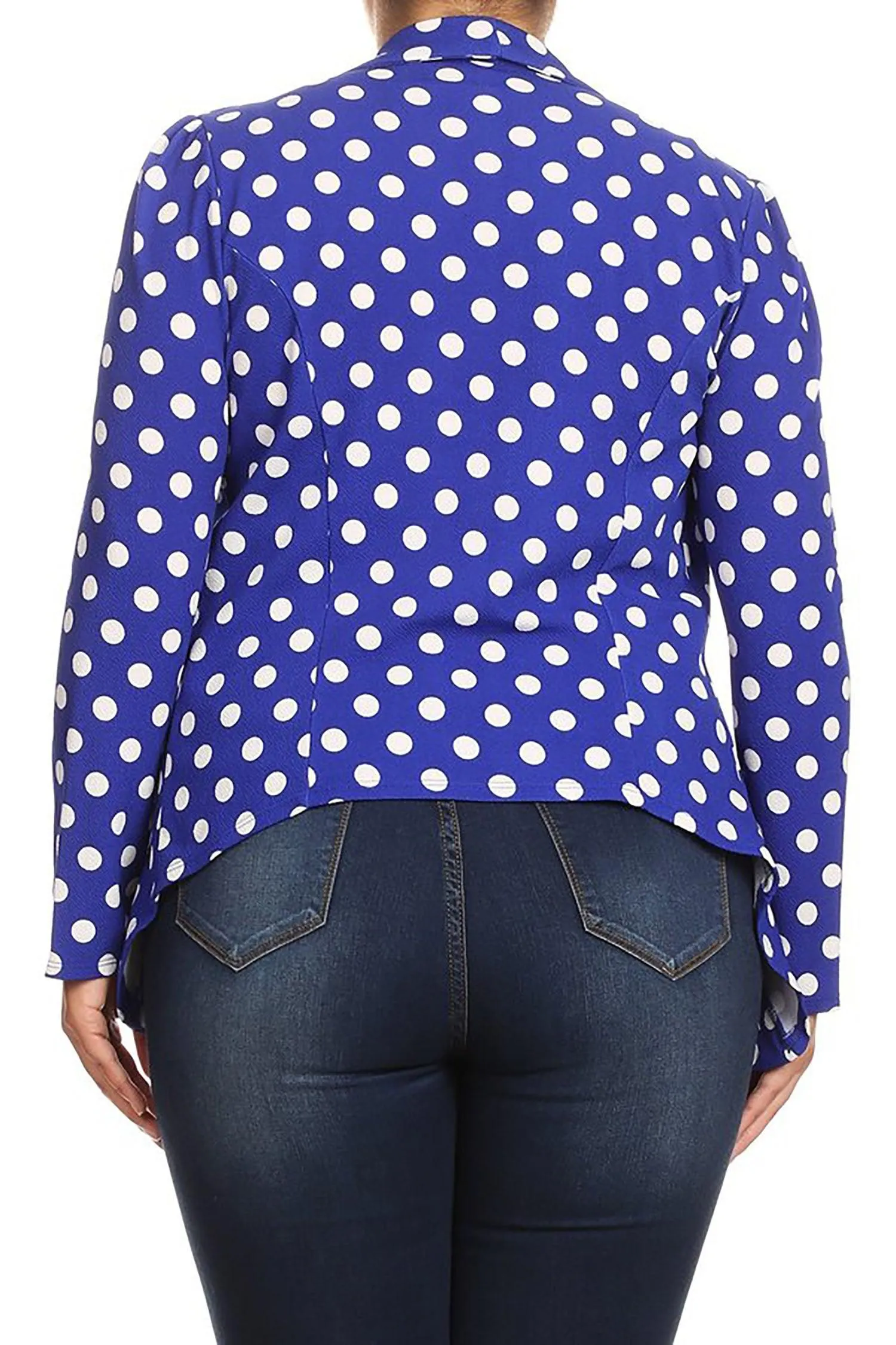 Women's Plus Size Polka Dot Long Sleeves Open Front Business Blazer