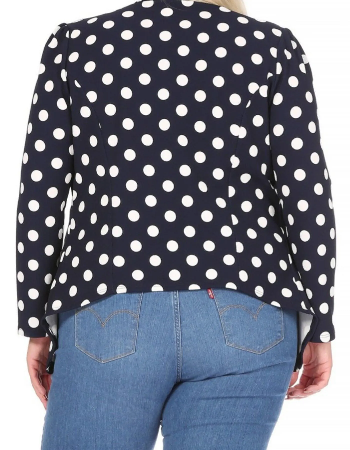 Women's Plus Size Polka Dot Long Sleeves Open Front Business Blazer