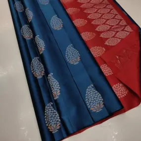 Wonderful Navy Blue Soft Silk Saree With Grandiose Blouse Piece