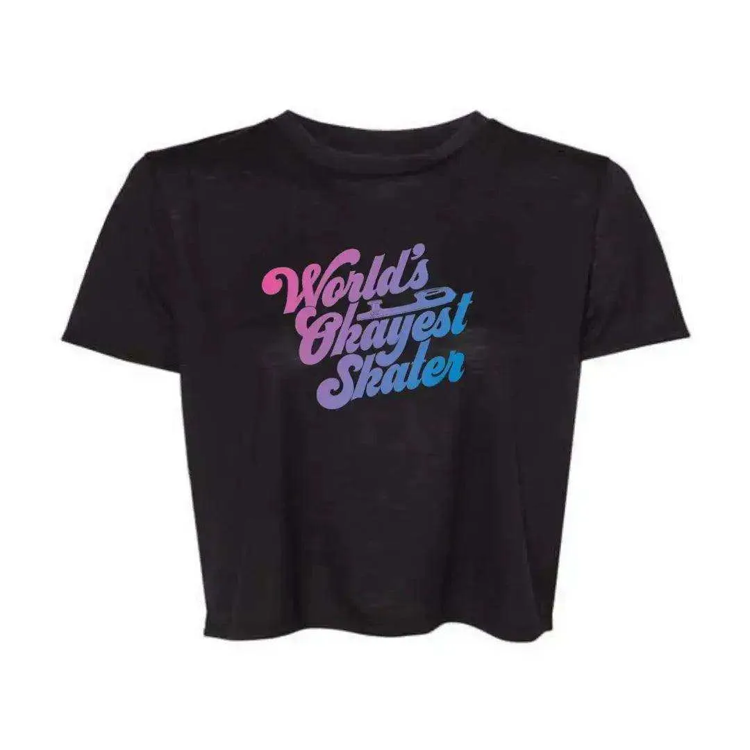 World's Okayest Skater Flowy Crop Tee